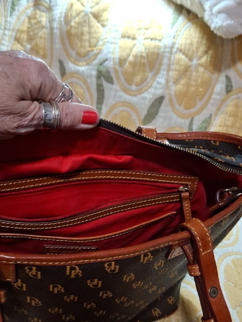 Dooney & Bourke Brown and Tan Logo Tote - Picture 12 of 12